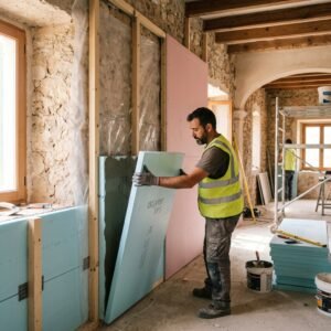 Instalación de aislamiento térmico en vivienda durante reforma integral