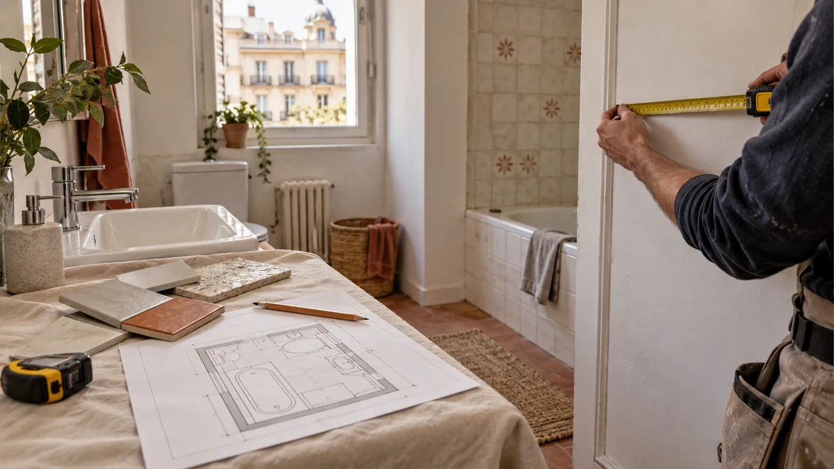 Licencia para reformar un baño en Madrid durante la planificación