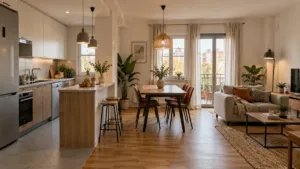 Reforma integral en Carabanchel con cocina abierta y salón renovado